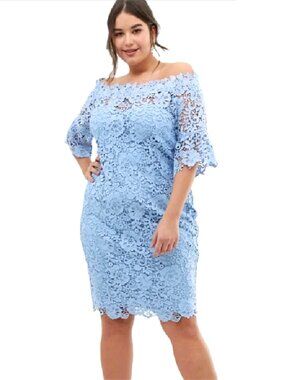 PAPER DOLLS LONDON Off-The-Shoulder Crochet Lace Dress. Size 14
